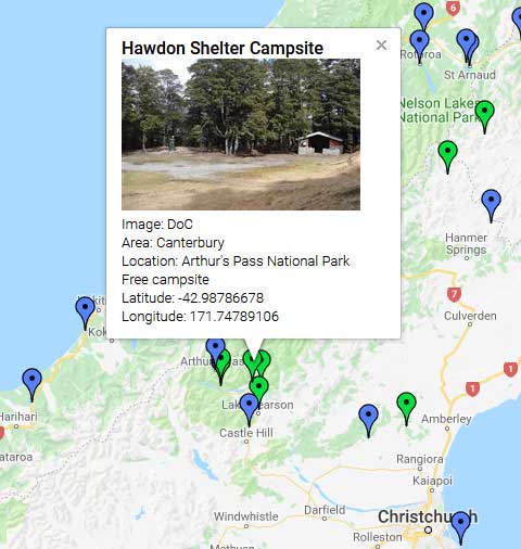 新西兰露营地地图